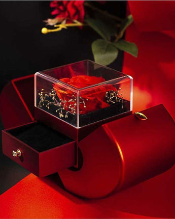 Fashion Jewelry Box Red Apple Christmas Gift Necklace Eternal Rose For Girl Mother's Day Valentine's Day Gifts With Artificial Flower Rose Flower Jewelry Box