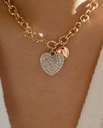 Women's Round Heart Shape With Diamond Necklace