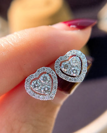 Rhinestone Love Stud Earrings For Women Temperament Fashion Heart-shape Earrings