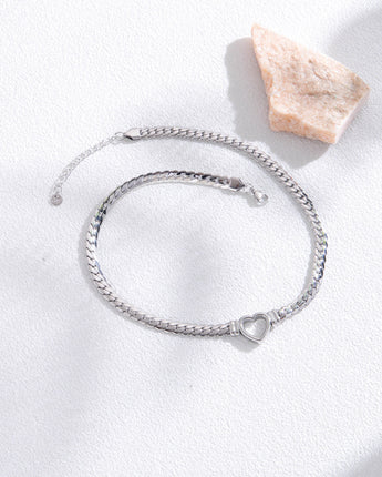 Fashion Simple Hollow Heart Titanium Steel Bracelet