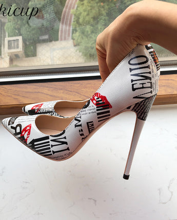 Graphic Print  High Heel Shoes