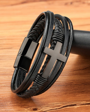 Clasp Stitching Men's Leather Bracelet