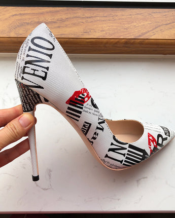 Graphic Print  High Heel Shoes