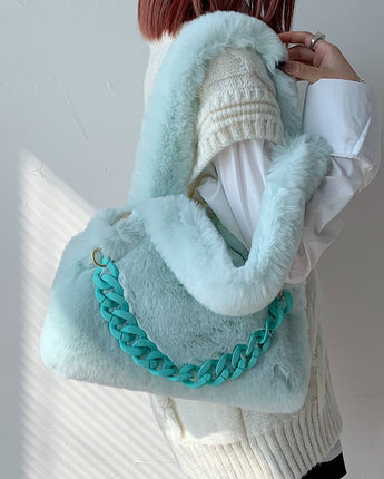 Fluffy Faux Fur Soft Shoulder Bags