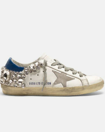 Star Old White Shoes with Diamonds