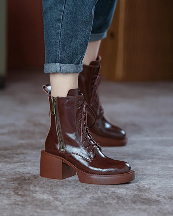 Patent Leather Women Boots Platform