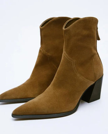 Women Boots High Heels Heeled Cowboy Ankle Boots TRAF 2023 Winter