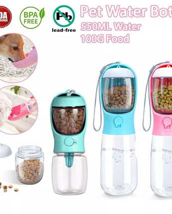 Portable Dog Water Bottle with Storage Food