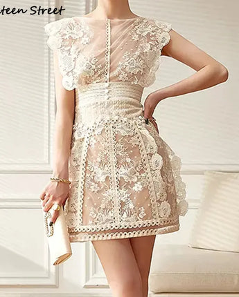 Apricot Embroidery Dress