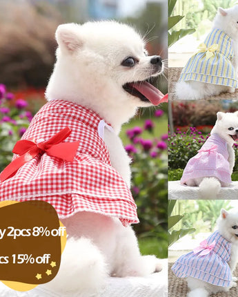 Pet Skirt Dogs And Cats Plaid Dress Skirt