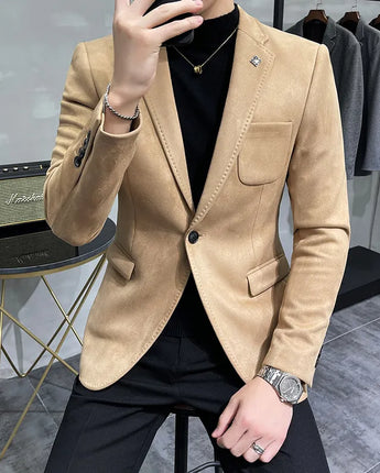 Deerskin Leather Jacket Blazer Men