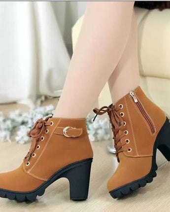 Autumn Winter Thick Heeled Woman Boots