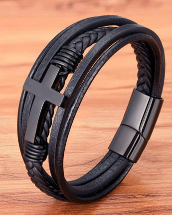 Clasp Stitching Men's Leather Bracelet